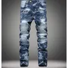 Men's Jeans Mens Classic Retro Nostalgia Straight Denim Men Plus Size 28-42 Long Pants Trousers Biker Hole