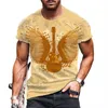 Men's T-Shirts Cotton T-Shirt Men Clothes Summer 2022 European American Fashion O-Neck Short-Sleeve Digital 3D Printed Guitar Tops