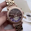 2023 Five stitches series tourbillon automatic mechanical watch 41 mm diameter high quality Top luxury brand Steel strap fashion carving flower shell cover