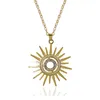 Ins Fashion Gold Plating Moon and Sun Pendant Necklaces Female Rhinestone Sunflower Crescent Necklace For Women Jewelry