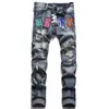Hommes Jeans imprimé Patchwork mode détruit hommes Denim pantalon coton Jean Hip Hop pantalon décontracté 3121