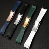 Cinturino per orologio in gomma di alta qualità per cinturino Rolex 20mm 21mm nero blu con estremità curva cinturino per orologi in silicone impermeabile 220617