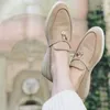 Женские туфли обувь Loro Pianas Высококачественные кашемировые дизайнеры Cassure Classic Bugle Round The Flat Heel Comfort Four Seasons Женская фабрика 35-46