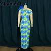 Plus Size Dresses Floral Print Asymmetric One Shoulder Long Dress 4XL Summer Elegant Prom Flower Gowns Evening Party Club Outfits