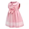 Baby Mädchen Prinzessin Kleider Sommer Kinder Umlegekragen Kleid mit Schleife Kinder Rosa Kurzarm Röcke Kinderrock 3-8 Jahre