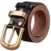 Gordels Solid Brass Buckle 2022 Volledig korrel 100% Echt lederen heren Luxe designer Hoge kwaliteit Dames Cowboy Brown Naturalbelts Forb22