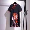 Plus -klänningar 2022 Ladies Summer Chinese Style For Women Stor hylsa Löst tryck Miniklänning 3xl 4xl 5xl 6xl 7xl
