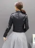 Herfst nieuwe korte zachte faux lederen jas dames mode ritsdragers pu jacket dames basic street jas