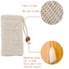 Gekleurde natuurlijke ramie scrubbers exfoliërende mesh bags pouch voor douche lichaam massage zeep saver tas loofah bad spa schuimen met koord LK003