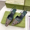 2022 luksusowe kobiety g slingback sandały pompowe buty aria slingback są prezentowane w czarnej siatce z kryształami błyszczącego motywu zaplanowania rozmiar 35-41 kmkj5648/