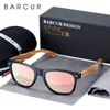 Barcur Natural Zebra Wood Sun Glasses Polariserade solglasögon Rektangel Mirror Lens Driving UV400 Men Women Eyewear 220513