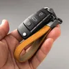 Keychains Car Key Chain Luxury Genuine Leather Keychain Pure Color Buckle Ring Accessories Gift KeychainKeychains Fier22