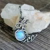 10Pcs Vintage Wire-Wrap Moon Pendant Necklace Clavicle Chain Charm Necklace Boho For Women Girls Fashion Jewelry Gifts