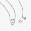 100% 925 Sterling Silber Doppel Herz Anhänger Funkelnde Collier Halskette Mode Frauen Hochzeit Verlobung Schmuck Zubehör Für Geschenk