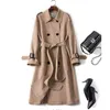 Yüksek kaliteli kadın trenchcoat yeni bahar sonbahar Kore uzun palto ceketler ince büyük boyutlu çift göğüslü rüzgarlıklar kadın l220725