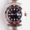 St9 Steel Mens Watches Men lyxmärke Två ton Everose Root Beer Brown GMT -funktion Automatisk svart keramik Ram 40mm Sapphire Crystal -armbandsur