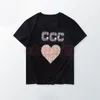 Fashion Trend Mens T Shirts High Quality Embroidery Womens Tees Couples Short Sleeve Heart Print Tops Size M-2XL