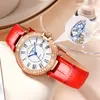 Armbandsur 2022 Diamond Watch for Women Japan Quartz Movement Ladies Sapphire Waterproof Leather Strap Watches