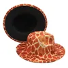 New Tiger Animal Print Fedora Hats with Black Bottom Wide Brim Women Men Jazz Party Top Hat Outdoor Travel Sun Protection Cap