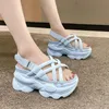 Sandals Summer Height Increasing Women Platform Wedge High Heels Chunky Sole Hook & Loop Shoes SandalsSandals