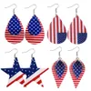 Nouveautés boucles d'oreilles en cuir American Independence Day imprimer drapeau pentagramme PU boucle d'oreille gouttes d'eau boucles d'oreilles multicouches en gros Z11
