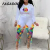 Fagadoer Tie Dye, conjunto informal de dos piezas, conjunto de pantalones cortos de talla grande, Top corto de manga larga para mujer, pantalones cortos con borlas, trajes deportivos, trajes 220602