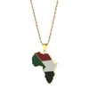 Chains Silver Color Stainless Steel Enamel Africa & Sudan Map Flag Pendants Necklaces Fashion Trendy Jewelry Gifts