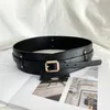 Riemen knoop voor jas kaki super brede cummerbunds jurk zwarte zachte pu lederen taillebands sexy gouden pin gesp bakafdichting ladybelt