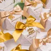 선물 랩 50pcs 유럽 다이아몬드 모양 사탕 박스 결혼식 선호 Bomboniere Paper Thanks Box Party Chocolate Boxgift