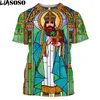 Liasoso Religião Saint Patrick com Shamrock e Harpa Tradicional Camisetas 3D Moda T-shirt Confortável Roupas Femininas Masculinas 220622