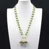 Collane a ciondolo Gioielli Guaiguai 4 file di cornice a catena di cristallo verde perla bianca Set di quarzo chiaro collana giada per ladypendant
