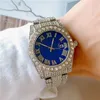2022 MĘŻCZYZN Fashion Bling zegarki ze stali nierdzewnej Kwarc Rzym Rzym Numeral Tarf Mężczyzna sportowy zegarek
