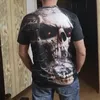 Moda Summer Horror Skull 3D Print Men S Tha Szyjka Szyjka Krótki rękaw zwykły oddychany, duży męski t -koszulka Top Men Ubranie 220618