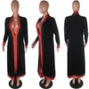Arrivée noir rayé 3 pièces ensembles tenues décontractées longue cape sans bretelles salopette body femmes vêtements ensembles costumes grande taille wo