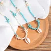 Pendant Necklaces Bohemian Natural Stone Beaded Necklace Starfish Shell Fashion Beach Clavicle Chain Heal22