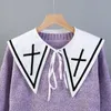 Bow Ties Korean Big Lapel Detachable Collar For Women Sweater Top Fake Shawl Shoulder Wrap Decor False Collars TieBow