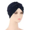 Females Solid Color Cross Folds Hijabs Beanies Hats Eid Soft Muslim Islamic Women Elastic Wrap Turban Cap Headwear