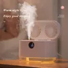 2 in1 Ücretli Kablosuz Hava Nemlendirici Ile Klima Fanı LED Işık Ultrasonik Serin Mist Maker Sisleyici USB Aroma Difüzör