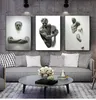 Stone Man Sculpture och Little Boy Affischer and Prints in Nordic Style Wall Art m￥lning Canvas Bilder f￶r vardagsrumsdekor