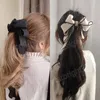 Mode Premium Banana Barrettes Hair Clip Temperament Bowknot Ribbon Ponytail Clips för kvinnor Topp hår Tillbehör