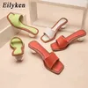 슬리퍼 eilyken 크기 35-43 투명 크리스탈 둥근 공 발 뒤꿈치 여성 여름 해변 엿보는 발가락 슬라이드 신발 신발 여성 플립 플롭 샌들 220329