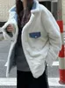 Aelegantmis hiver Denim vestes pour femmes imprimé léopard réversible Jean veste Harajuku Chic épaissir chaud velours manteaux femme 220812
