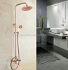 Ensembles de douche de salle de bain cuivre rouge antique 8 "ensemble de robinet à tête de pluie mitigeur à montage mural pulvérisateur à main Krg516Bathroom