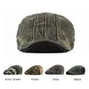 Wuaumx Printemps Automne Camouflage Bérets Chapeaux Hommes Femmes Fishbone Caps Coton Lavé Journal Garçons Cap Cabbie Ivy Chapeau Plat Réglable J220722