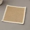 Square Lace Placemat Linen Heat Resistant Cup Mats Bar Restaurant Coffee Beverage Mat Kitchen Dining Table Decoration Multi Size BH6528 TYJ