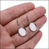 10mm bricka Bezel Cabochon Stone Earring Hook Blank Seting Round Pendant Ear Base fynd för DIY Glass Cameo Jewelry Making Drop Delivery 2