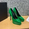 Double Platform Pump Dress Shoe Ladys Fashion Luxurys Designer Pointed Toe High Heel Sandal Genuine