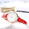 New Women Watches Red Leather Strap Simple Dial Ladies Quartz Clock Colorful Selection Freestyle Zegarek Damski