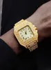Relojes de pulsera Reloj cuadrado de hielo para hombres Top Top Relojes para hombre de diamante completo ultra fino impermeable Hip Hop Relk Drop