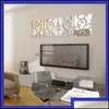 Other Home Decor Garden 32 Pcs/Set 3D Diy Acrylic Mirror Wall Stickers Modern Design Decoration Sticker Vinilos Paredes Sier Gold Drop Del